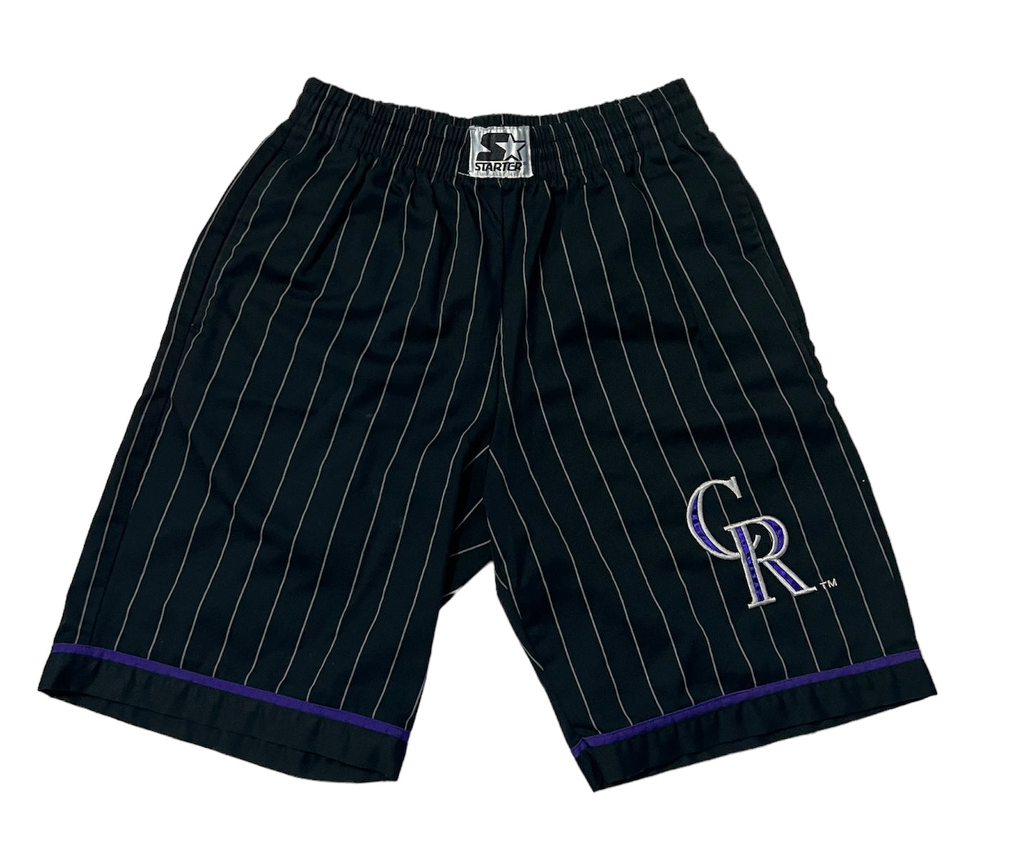 Colorado Rockies STARTER Pinstripe Shorts