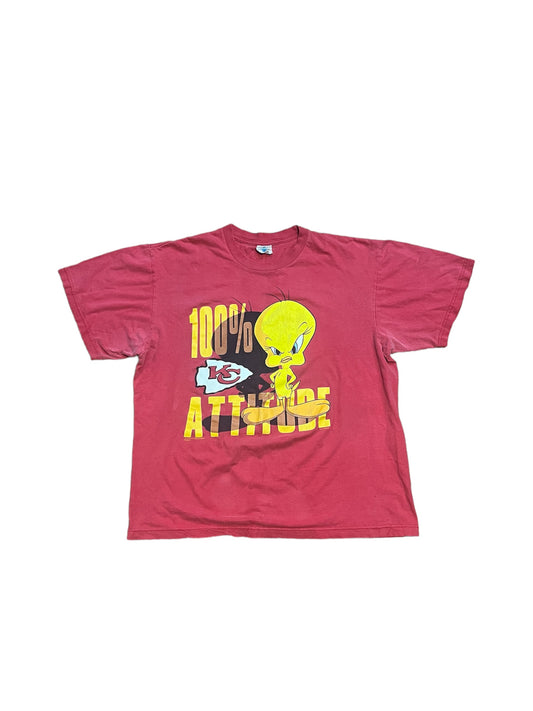 Vintage 90's Kansas City Cheifs Tweety Bird Attitude Tee (1998)