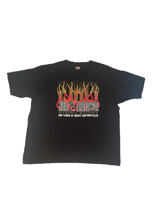 Vintage 00's Harley Davidson Flame Milwaukee Wisconsin Tee (2003)