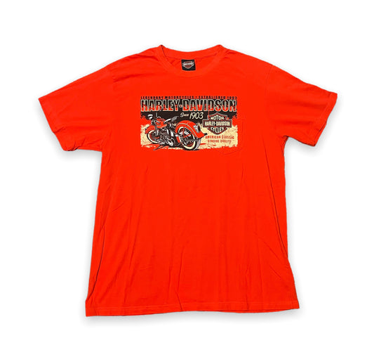 Harley Davidson McHenry Illinois Pocket Orange Tee